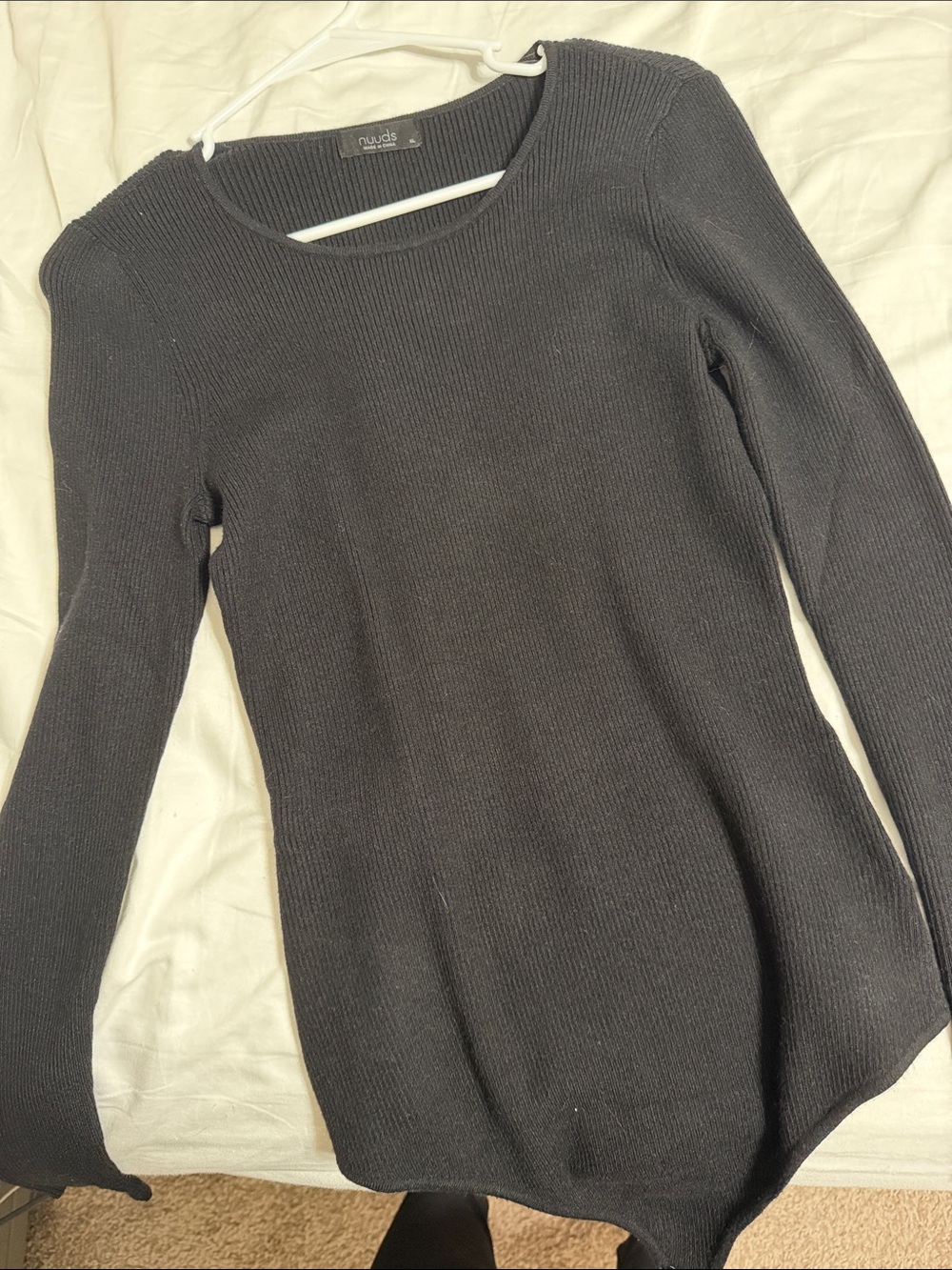 Never worn Nuuds Black Ribbed Crewneck Sweater Bodysuit